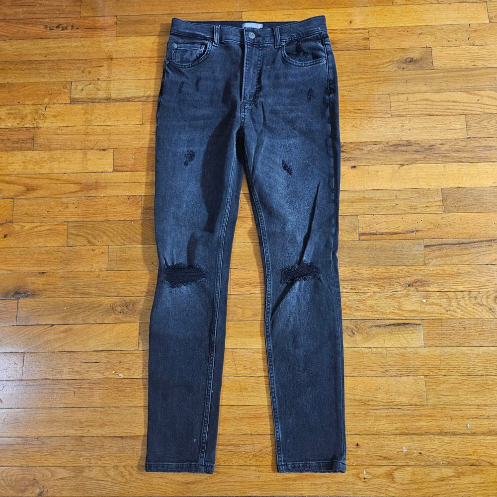 Boyish Black High Rise Distressed Skinny Jeans Size 27
